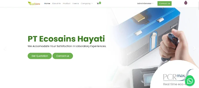 Tampilan website PT Ecosains Hayati