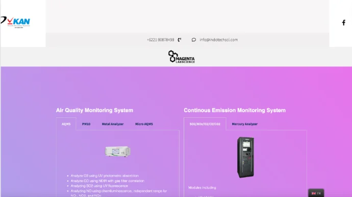 Tampilan website PT Magenta Labscience